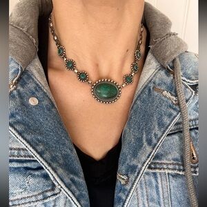 Sterling silver turquoise colored choker